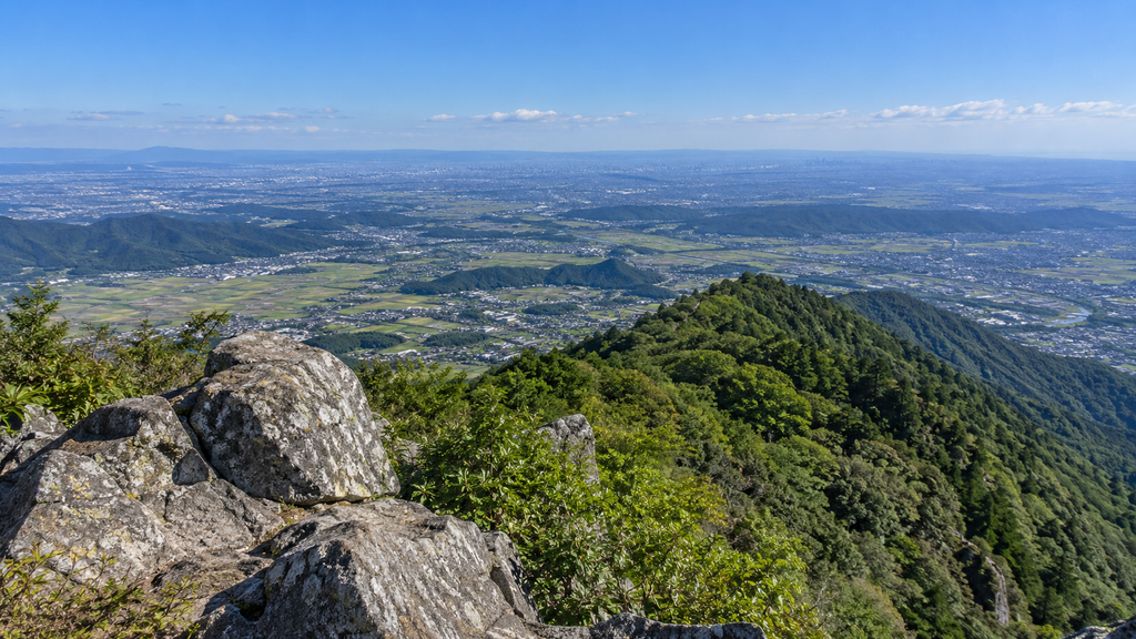 Rocky summit of Mount Tsukuba overlooking the wide Kanto Plain in Ibaraki